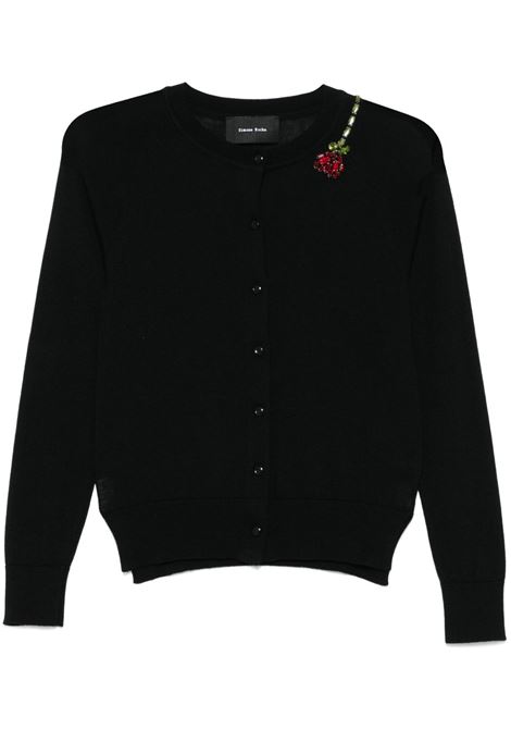 Black flower-embellished cardigan Simone Rocha - women SIMONE ROCHA | KMK13TB0647BLK